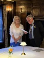 Jenny welcomed by Steve Green, Club President